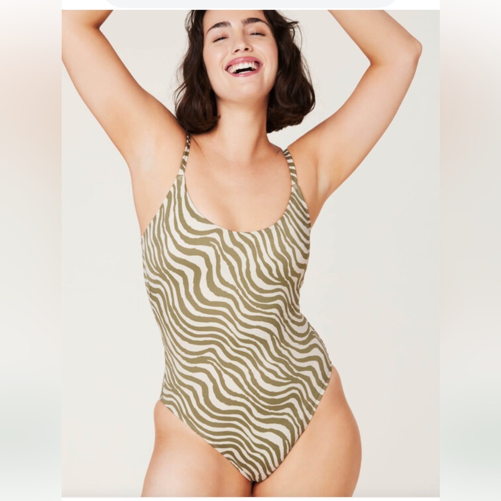 Andie Olive and Cream Zebra Print Swimsuit